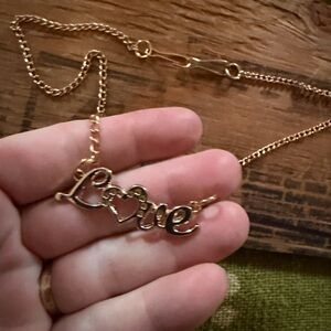 Love Script Pendant Necklace in Gold